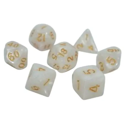 Набір кубиків Pearl 7 Dice Set - White (w-gold) , 7 шт. (g7dpearl09) - фото 1