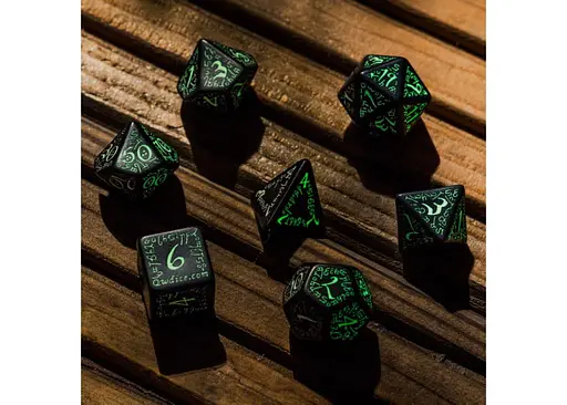 Набор кубиков Elvish Black & glow-in-the-dark Dice Set , 7 шт. (SELV04) - фото 3