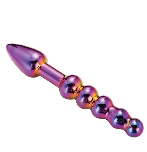 Анальный фаллоимитатор Glamour Glass Ridged Anal Dildo 18 см (радужный) - фото 2