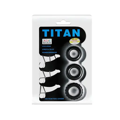 Эрекционные кольца Baile Titan Cock Ring Set 3 шт. черный - фото 2