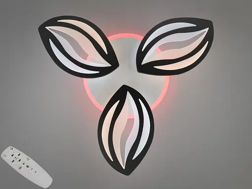 Черный потолочный лед люстра с пультом, димером и подсветкой, 52W - фото 1