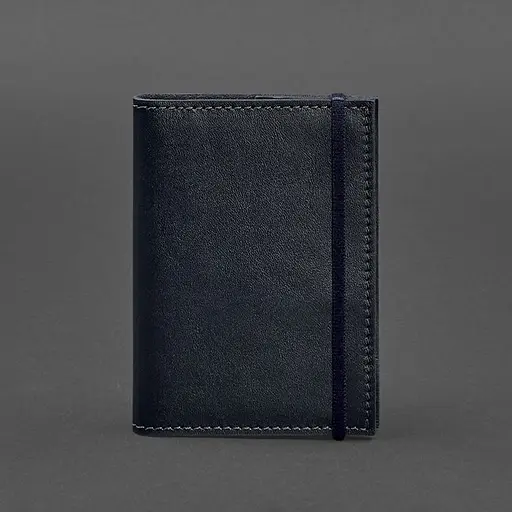 Кожаная обложка для паспорта 1.0 темно-синяя краст - фото 6