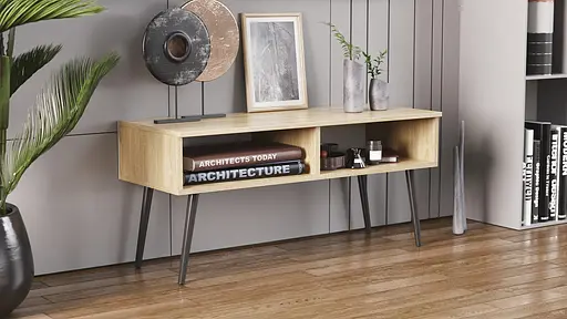 Тумба під ТВ Невада Ferrum-decor 45x100x38 Чорний метал ДСП Дуб Сонома 16 мм (FRD-106722)