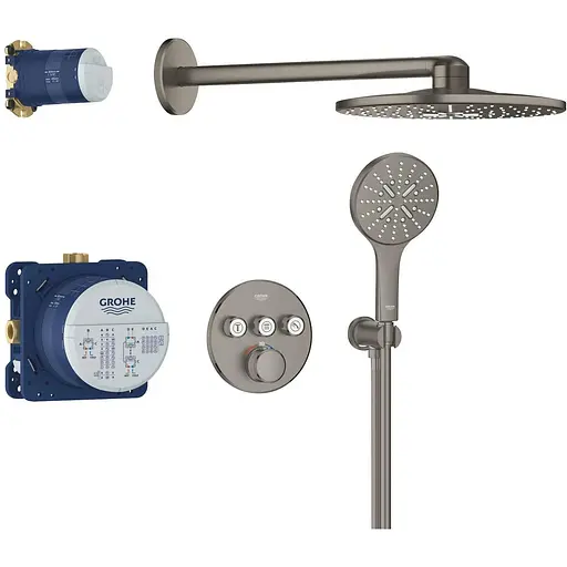 Душова система прихованого монтажу Grohe Grohtherm Smartcontrol з Rainshower SmartActive 310 34863AL0, Графіт - фото 1