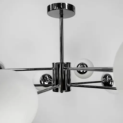 Потолочная серебряная люстра Right Selection на 10 плафонов Line F | Ст. CD111/10 CH+WT - фото 2