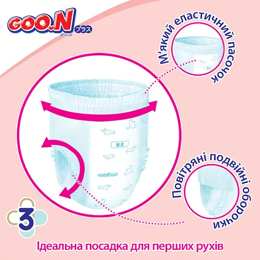 Упаковка трусиків-підгузків Goo.N Plus ХXL (13-25 кг) для дітей унісекс 56 шт. (28 шт. х 2 шт.) - фото 6