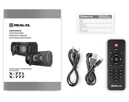 Портативная колонка бумбокс Real-El RX771 Boombox 50W Bluetooth TWS, Karaoke, RGB, Black - фото 10