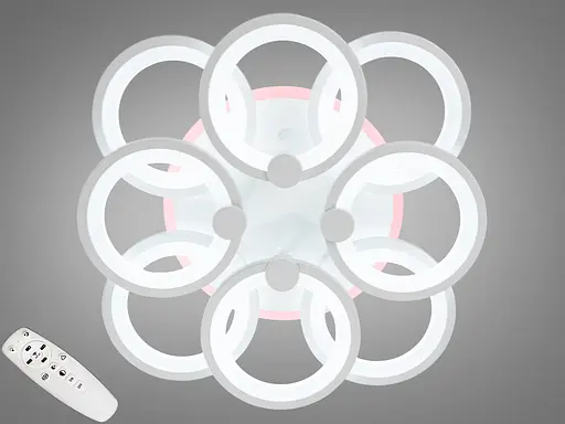Біла люстра led кільця з дімером та LED підсвічуванням, 150W - фото 1
