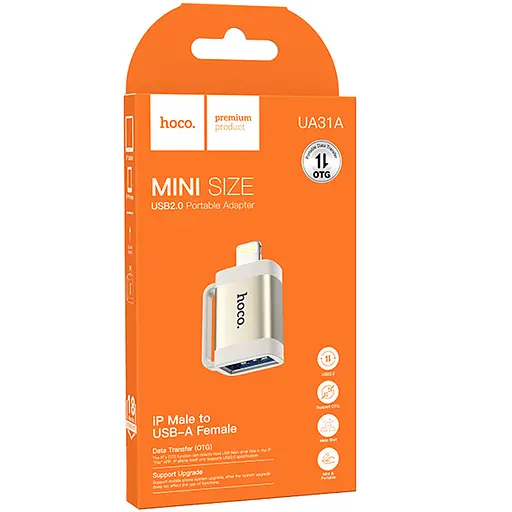 Перехідник Hoco UA31A OTG Lightning male to USB female Gray - фото 5