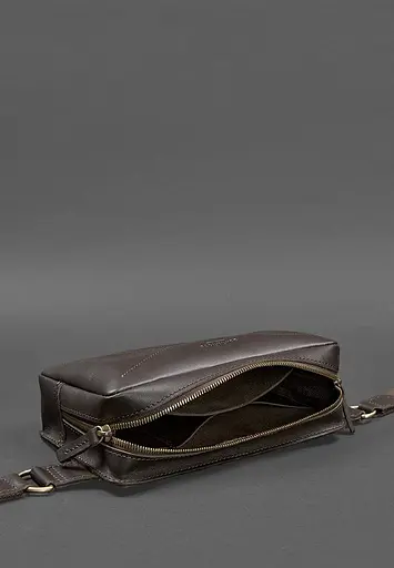 Шкіряна поясна сумка Dropbag Maxi темно-коричнева - фото 6