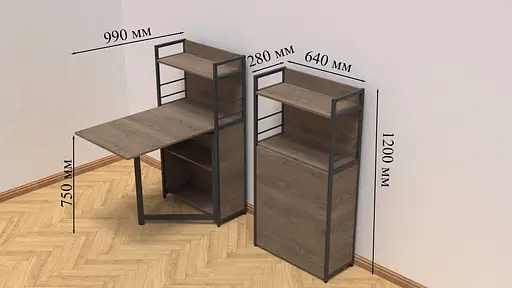 Стол книга с этажеркой Практик 1 Ferrum-decor 1200x640x990 Черный металл ДСП Дуб Сонома Трюфель 16 мм (FRD-104615) - фото 2