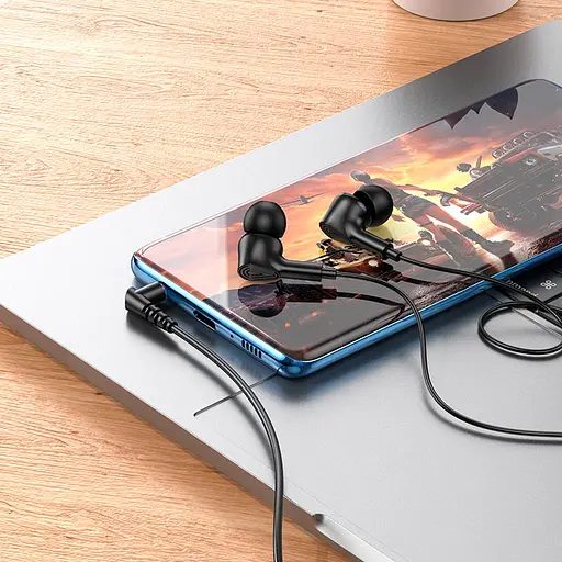 Дротові навушники Hoco M102 Ingenious universal earphones with microphone, 3.5mm, 1.2m, black - фото 6