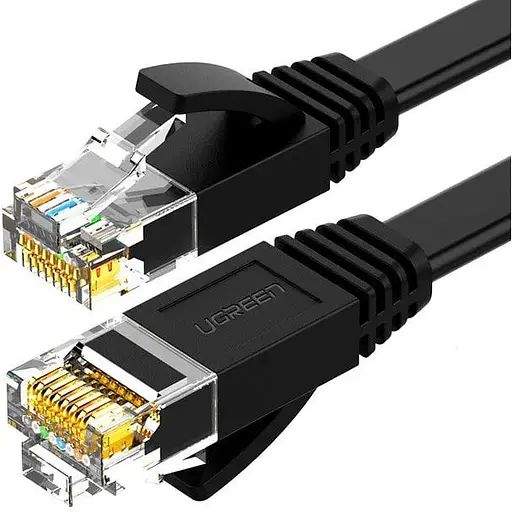 Кабель Ugreen NV102 Cat 6 U/UTP Lan Flat Cable 1 м чорний (50173)