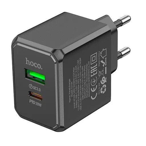 Адаптер сетевой HOCO Ocean charger CS14A 20W черный - фото 6