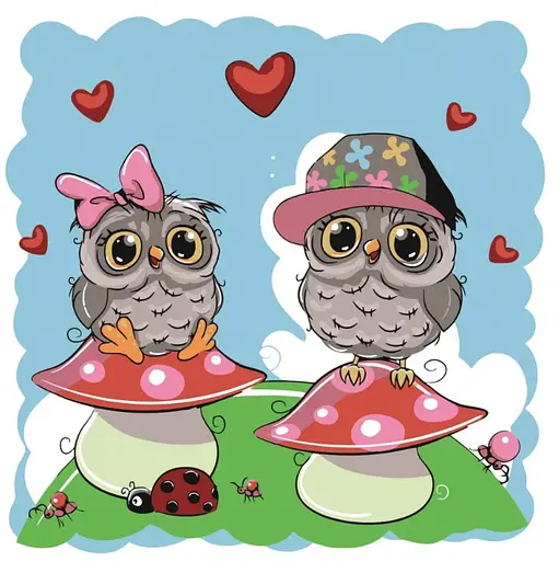 Набір для розпису по номерах Совенята, Strateg, з лаком, 30x30 см, ES090