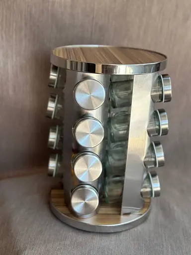 Органайзер набір для спецій на підставці, що обертається, Edenberg EB-18004 16 ємностей для зберігання спецій Сірий - фото 3