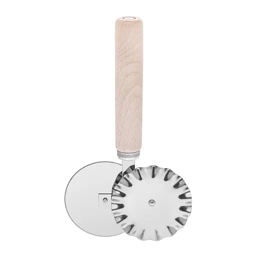 Багатофункціональний з'єднувальний ніж 2 в 1 для піци та тіста з роликом та дерев'яною ручкою 17.5 см, Kitchette 85666 - фото 3