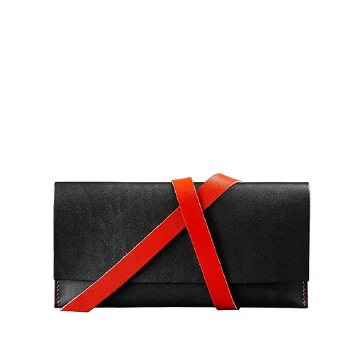 Кожаный женский тревел-кейс Voyager 1.0 черный с красным. - фото 6