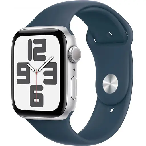 Смарт-часы Apple Watch SE 2 GPS 44mm Silver Aluminium Case with Storm Blue Sport Band M/L MREE3