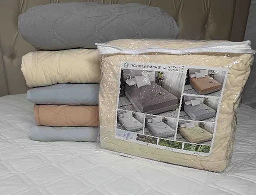 Стьобаний наматрацник-чохол з котону 180x200x28 см темно сірий - фото 2