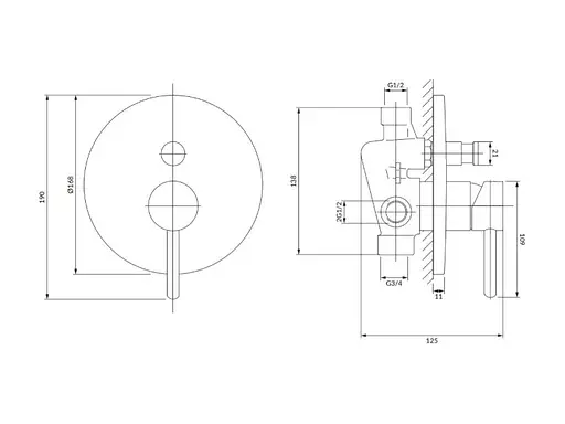 Смеситель скрытого монтажа для душа Omnires Y chrome (Y1235CR) - фото 2