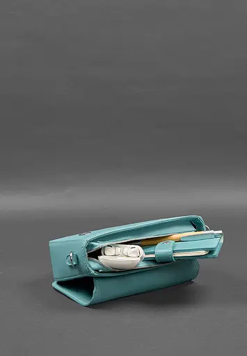 Женская кожаная сумка Mary бирюзовая - фото 9