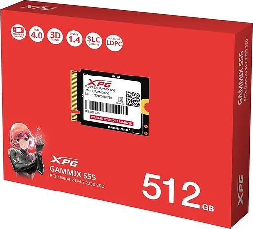 Швидкісний диск SSD 512 GB PCIe 4.0 M.2 2230 ADATA GAMMIX S55 SGAMMIXS55-512G-C - фото 3