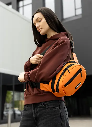 Сумка через плечо женская бананка Sambag Flex оранжевая 30×17×10 см (85351029) - фото 2