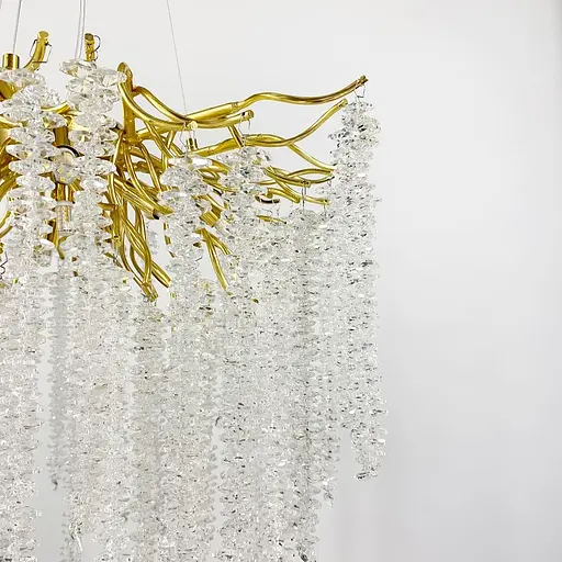 Подвесная люстра в корпусе золото с хрустальными камнями Line.F Диаметр 100см - фото 6