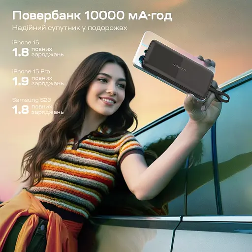 Повербанк 10000mAh Choetech B654 Black 22.5W QC3.0 PD3.0 вбудовані кабелі Type-C та Lightning (43-00147) - фото 8
