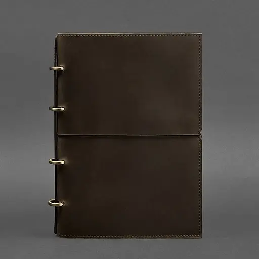 Шкіряний блокнот А4 на кільцях (Софт-бук) 9.0 в м'якій обкладинці темно-коричневий Crazy Horse - фото 7