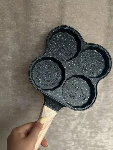 Сковорода порционная 4 фигурные секции 19.5 см. Черная - фото 3