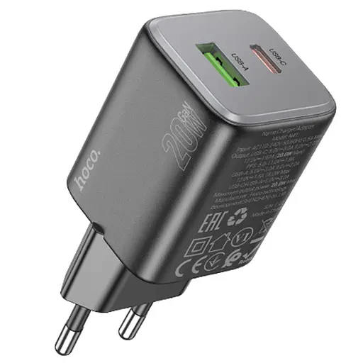 МЗП Hoco N41 Almighty PD20W+QC3.0 (1USB-A/1C) Black