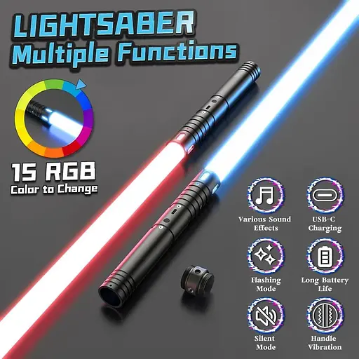 Дитячий лазерний меч MOZC з RGB-підсвічуванням 15 кольорів з 4 режимами та звуками - фото 4