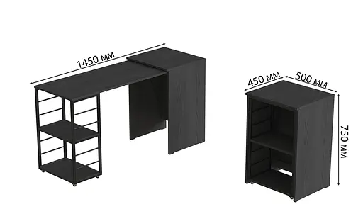 Стіл-тумба трансформер Смарт 2/1 Ferrum-decor 750x1450x500 Чорний метал ДСП Сосна Кембра 16 мм (FRD-105097) - фото 5