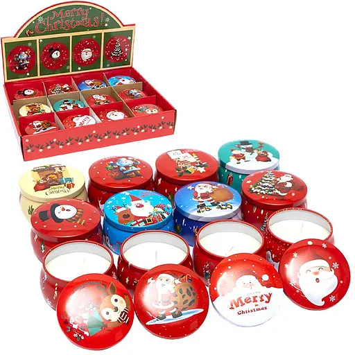 Свеча ароматизированная Новый Год, 7x7x4.5 см, вес 115 г, в железной баночке