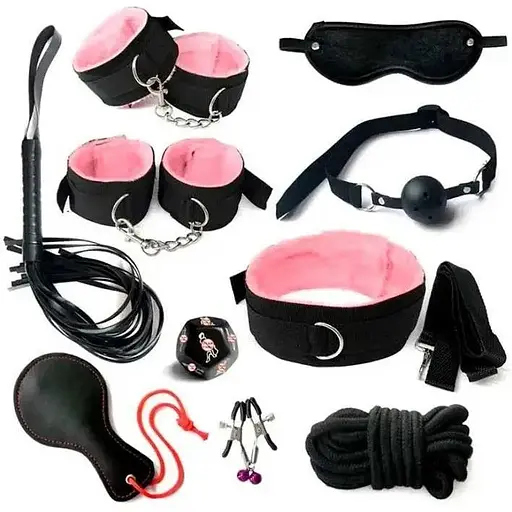 БДСМ набір з 10 предметів рожевий K0041-4