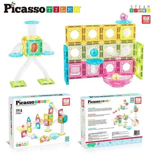 Конструктор Picasso магнитный Tiles Mini Diamond Marble Run Track Set 60 деталей (817338028299) - фото 7
