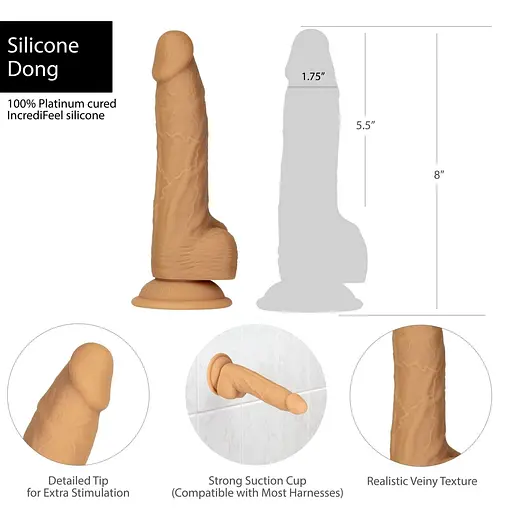 Фалоімітатор Addiction Dual Density Silicone Dildo Caramel 8″, присоска, діаметр 4,3 см, вібропуля - фото 8