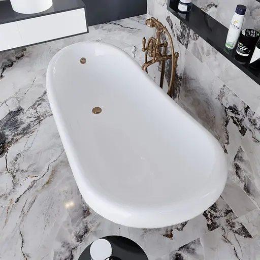 Ванна отдельностоящая матовая Amdcon Symphony 167x78 черная из литого камня бронзовые ножки SYMFONYA_167_br_BLACK_MAT Черный матовый - фото 3