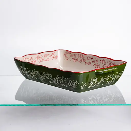 Форма для випікання Vintage 33×21×5.5 (см) прямокутна форма для випікання в духовці з ручками Зелений Yiwu HM05-11 - фото 3