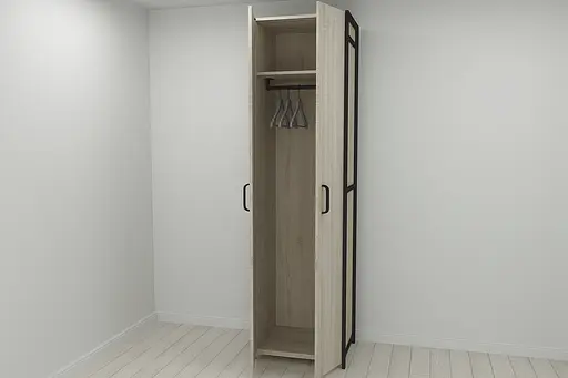 Шкаф Гардероб Уни секция 6 серии Конект Ferrum-decor 220x60x50см Черный металл ДСП Дуб Сонома 16 мм (FRD-104573)