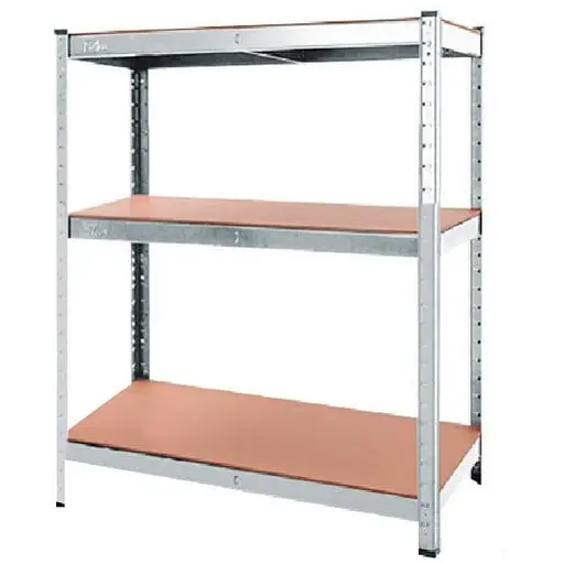 Стелаж металевий 90x60x30 см ЦИНК 3 полички MДФ (8 мм) БОНА-ПРО