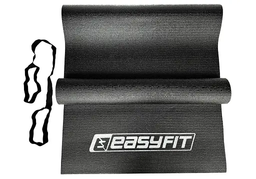 Коврик для йоги и фитнеса EasyFit ПВХ (PVC) Черный (EF-1918-B) - фото 2