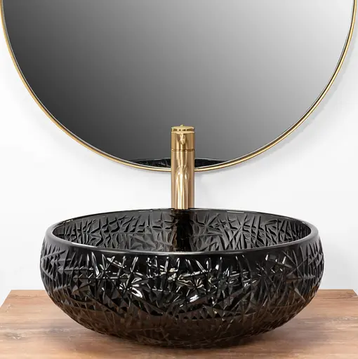 Умивальник Rea Ice Black накладний REA-U6660, Прозорий - фото 8