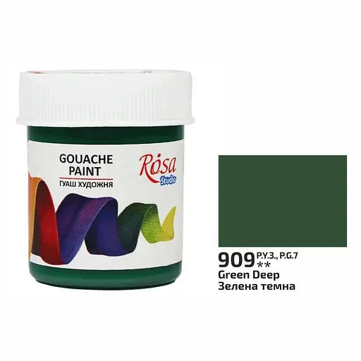 Краска гуашевая Зеленая темная (909) 40 мл Rosa Studio - фото 1