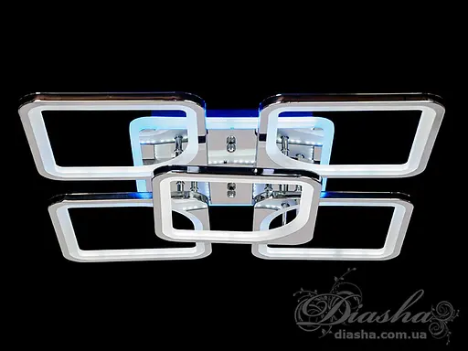 Серебряная диодная люстра в зал с диммером и подсветкой, 150W - фото 4