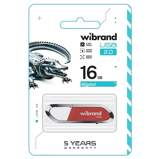 Флеш-накопитель Wibrand USB 2.0 Aligator 16Gb Dark Красный - фото 2