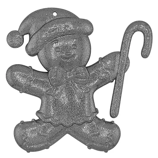 Ялинкова іграшка MIS LT Пряник-сніговик 10х10х1,5 см срібний - фото 1