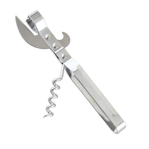 Універсальна відкривачка консервний ніж зі штопором металевий 3 в 1, Kitchen Master Сірий 84237 - фото 1